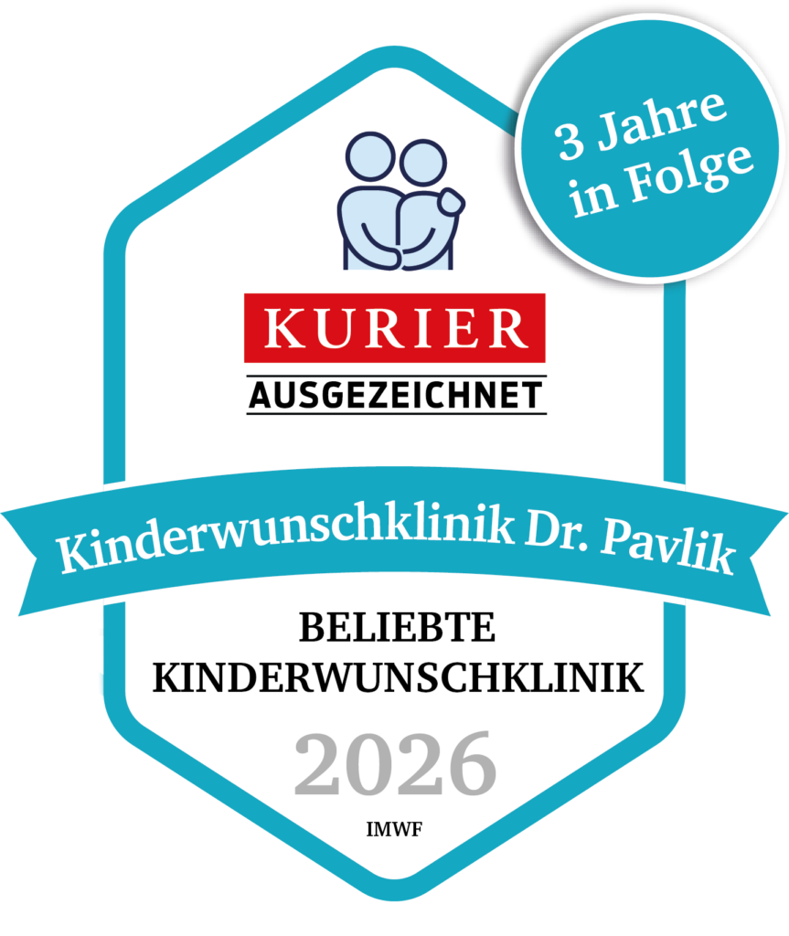 Kurier-Gütesiegel 2026, beliebte Kinderwunschklinik, verliehen an die Kinderwunschklinik Dr. Pavlik