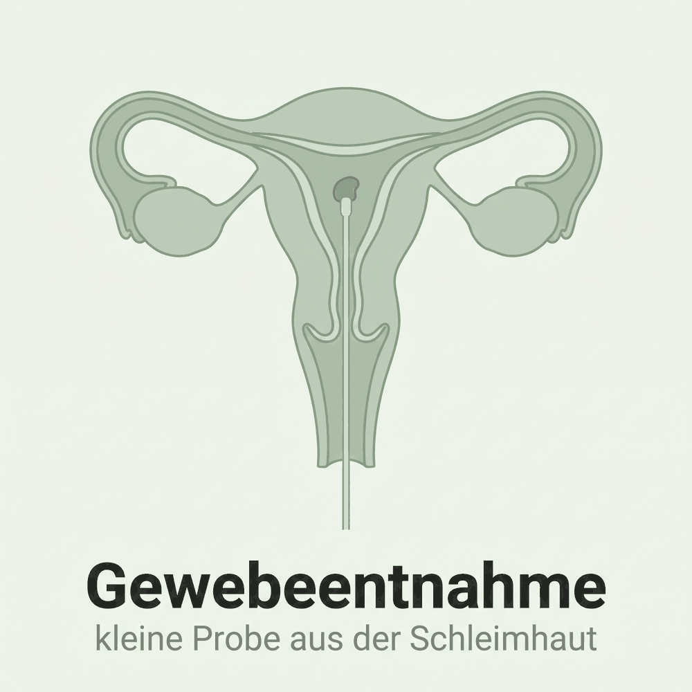 Dünner Katheter durch den Gebärmutterhals, an der Spitze ein kleines Gewebestück