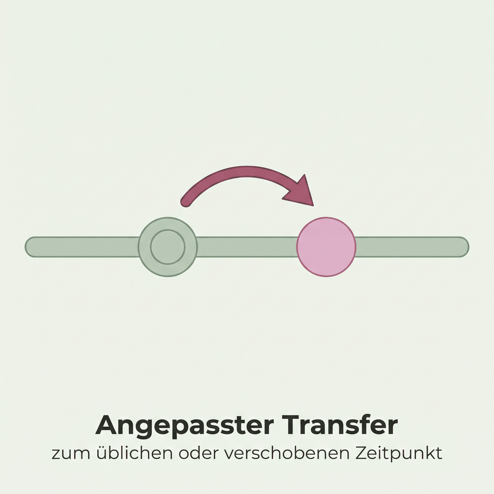 Zeitleiste mit zwei Markern und einem Pfeil, der die Verschiebung anzeigt