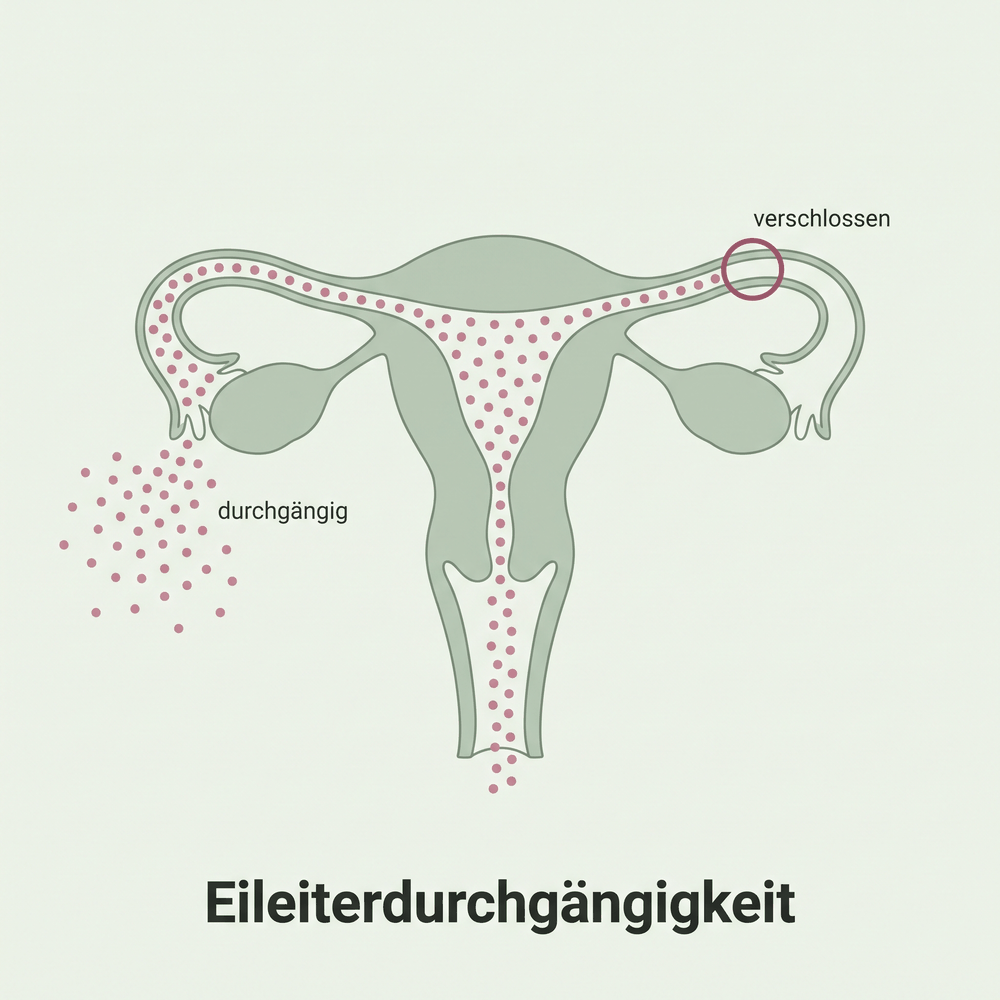 Gebärmutter mit beiden Eileitern: einer durchgängig, einer verschlossen
