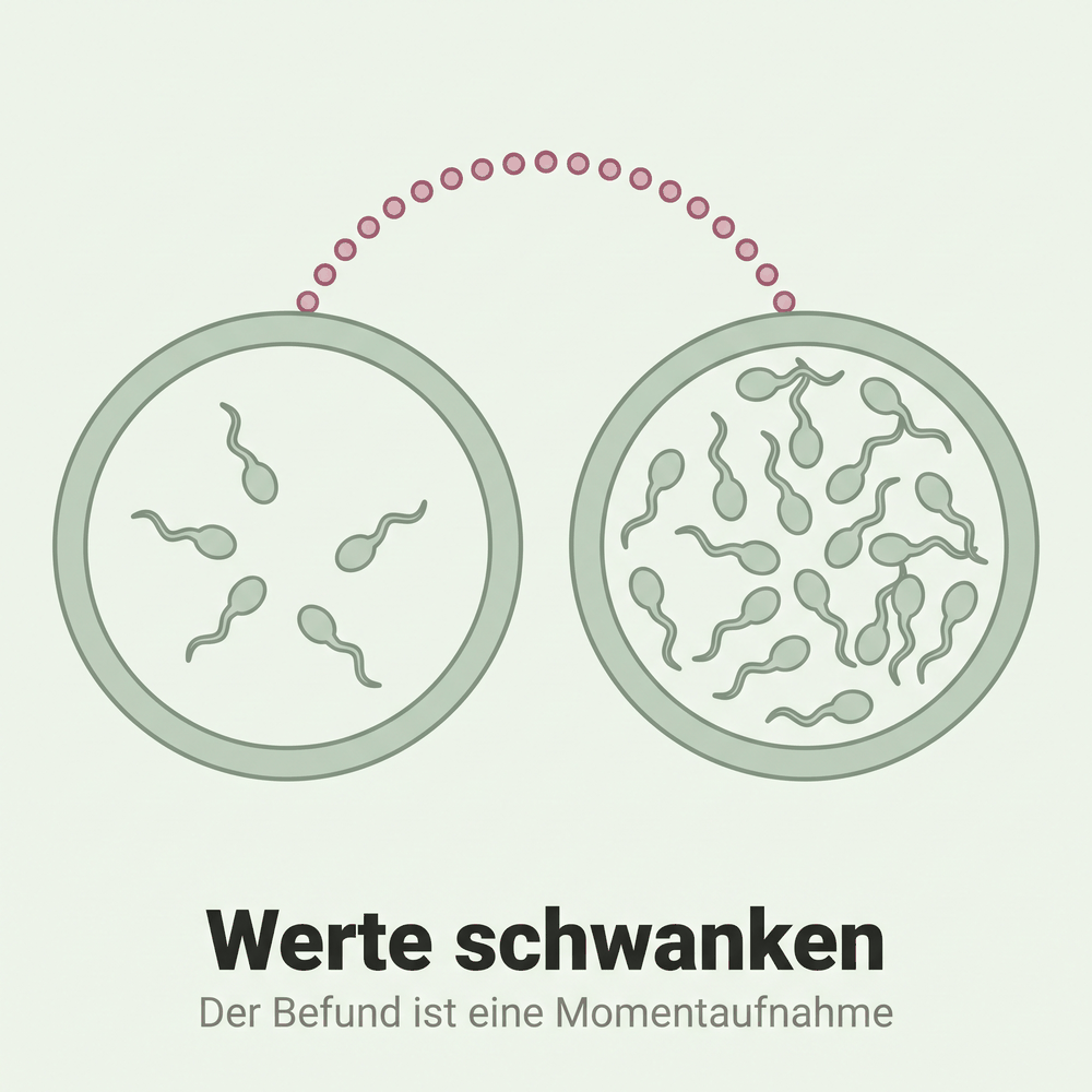 Zwei Mikroskop-Sichtfelder mit unterschiedlich dichter Verteilung der Spermien