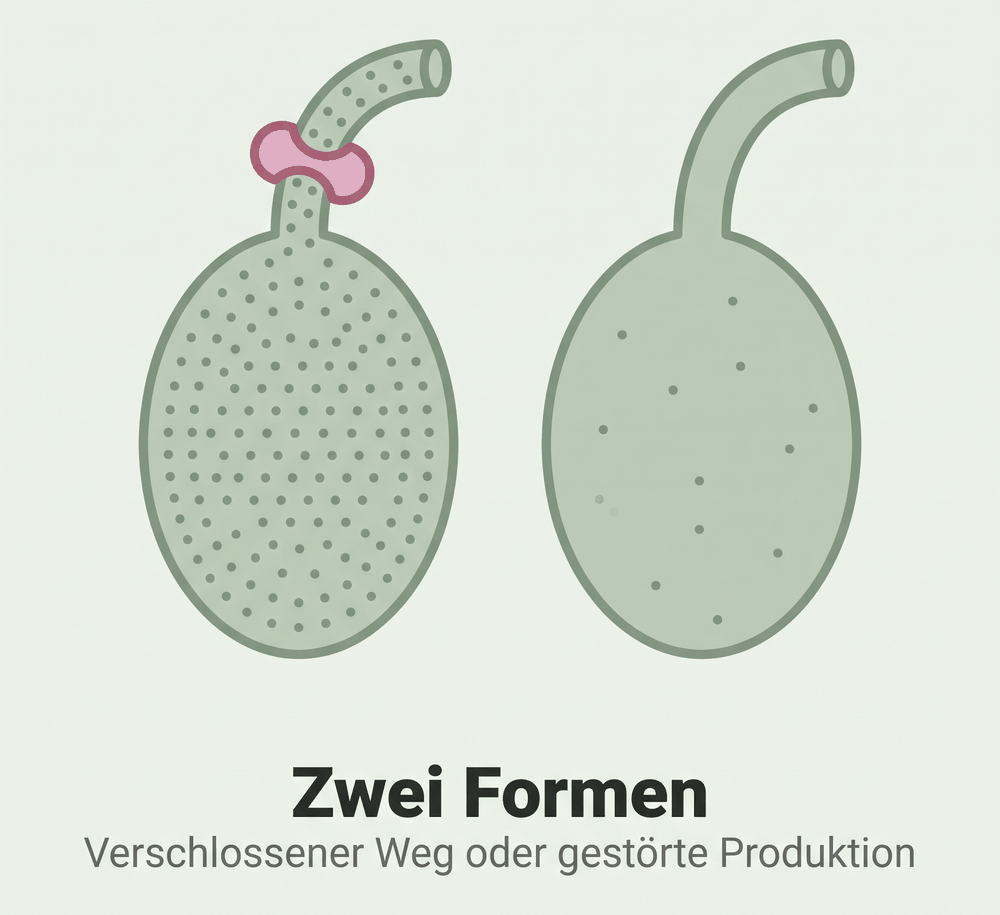 Vergleich zweier Befunde: links ist der Transportweg blockiert, rechts ist die Spermienproduktion eingeschränkt
