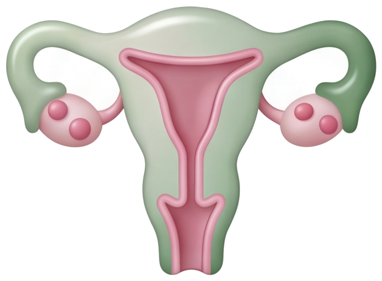 Stilisierte 3D-Darstellung der Gebärmutter mit Schleimhaut, Illustration der Kinderwunschklinik Dr. Pavlik
