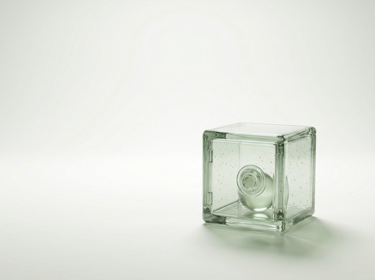Ein kleiner Tresor aus Glas, in dem eine Eizelle sicher aufbewahrt liegt