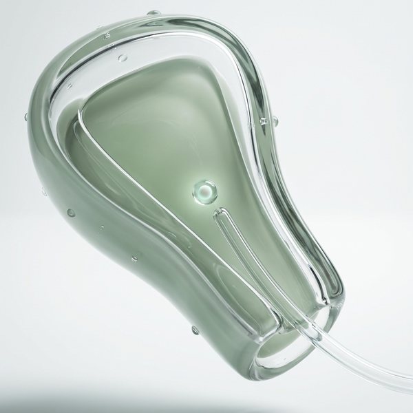 Eine Gebärmutter aus Glas mit Transferkatheter